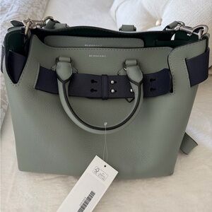 Burberry Sage Green and Navy Satchel